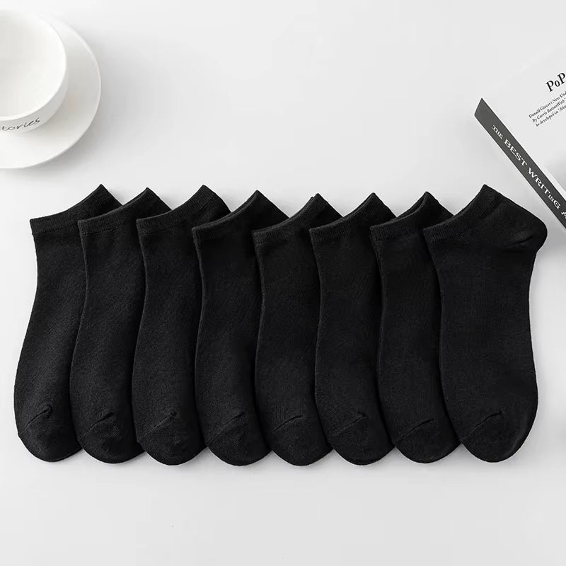 8 Pairs Men Solid Color Minimalist Ankle Socks Fashionable Versatile Trend Socks Lightweight Breathable Comfortable Casual Socks