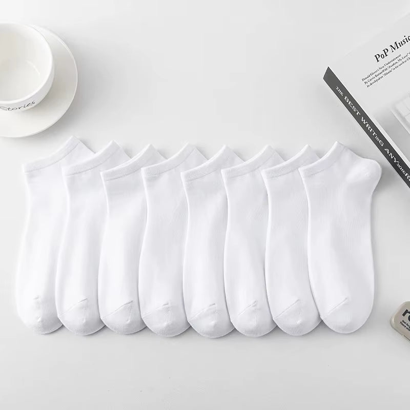 8 Pairs Men Solid Color Minimalist Ankle Socks Fashionable Versatile Trend Socks Lightweight Breathable Comfortable Casual Socks